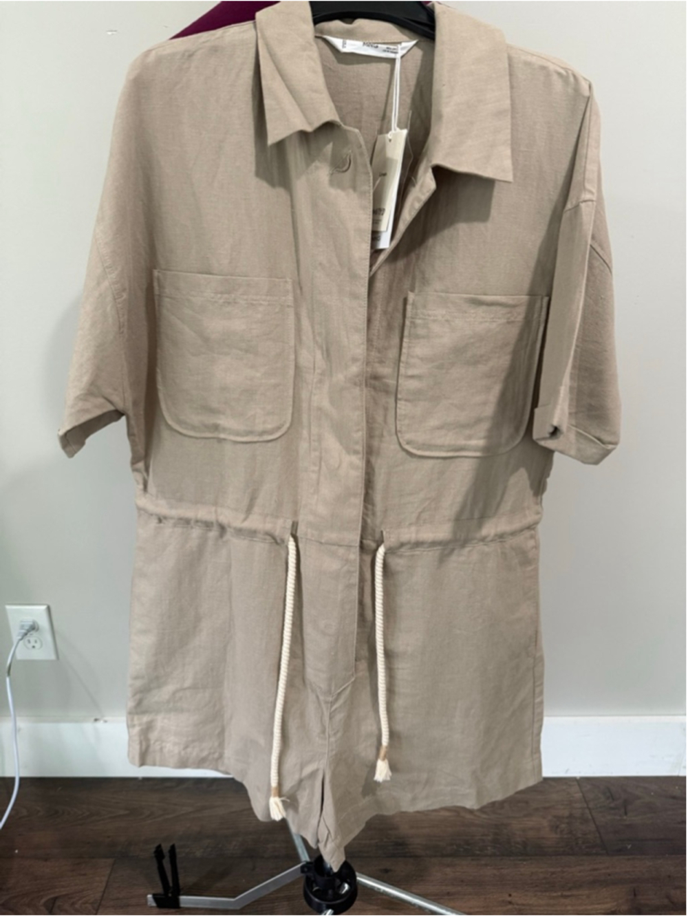 New Mango Linen Utility Romper Small - Picture 3 of 8